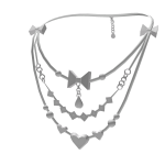 Layered Bow & Hearts Necklace